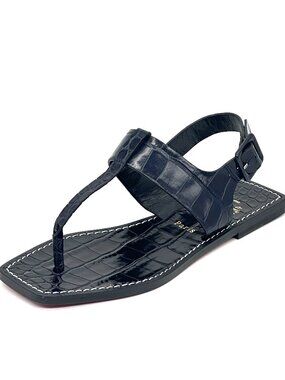 Christian Louboutin CUBONGO Croc Leather Flat Thong T Strap Sandals Shoes